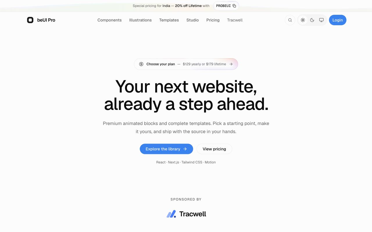 beUI Pro website screenshot