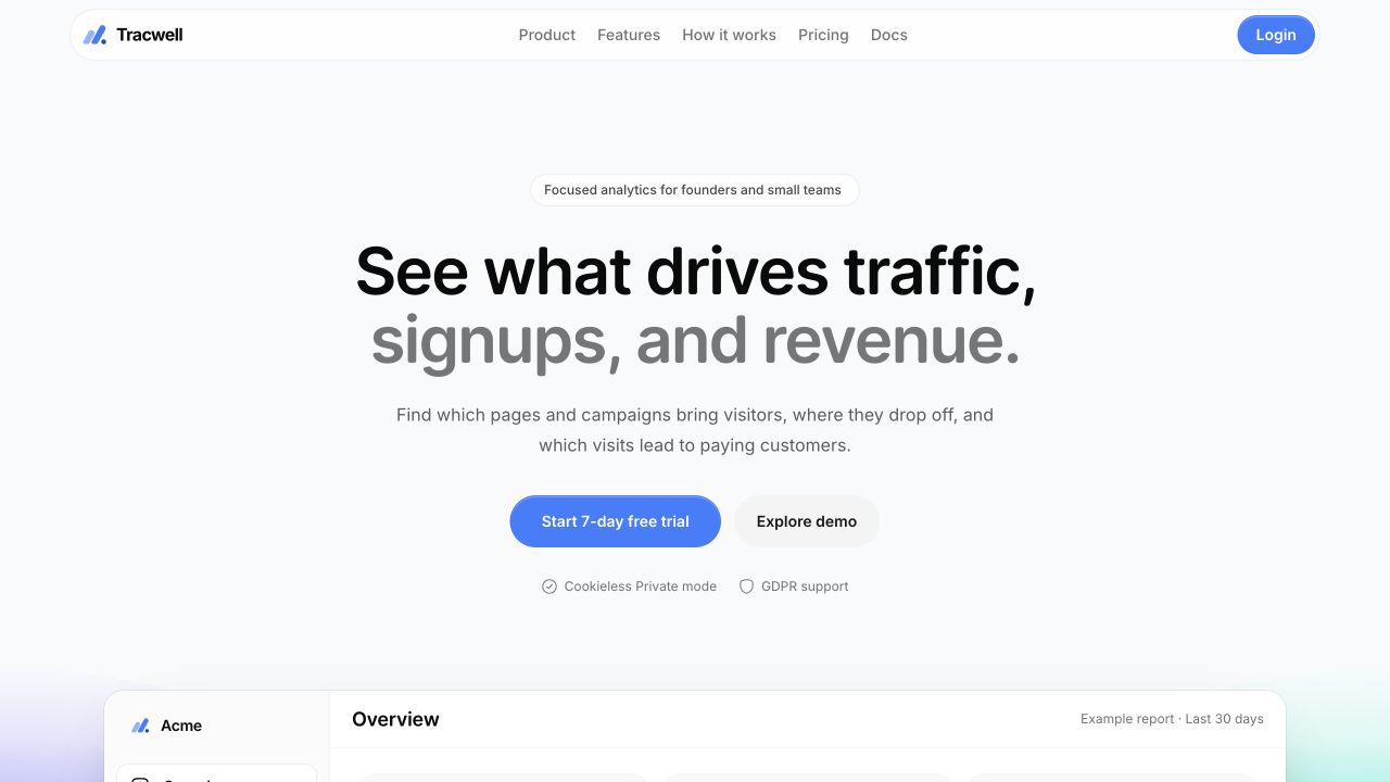 Tracwell website screenshot